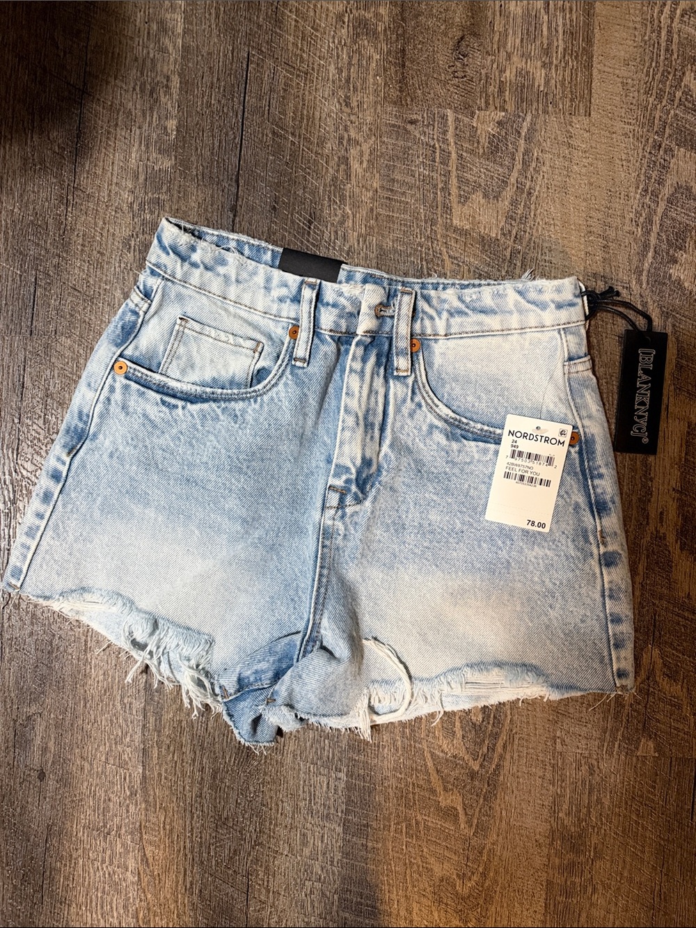 Blank NYC Light Wash Frayed Hem Denim Shorts